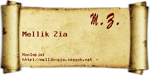 Mellik Zia névjegykártya